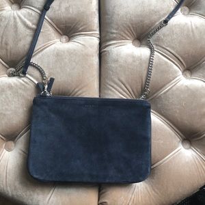 Sandro Blue Suede Clutch/Shoulder Bag